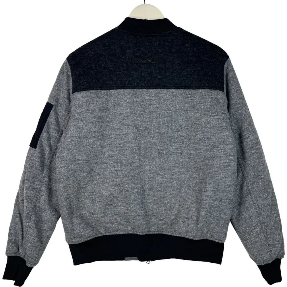 New Wesc Mumel Women US M Bomber Jacket Melange Grey Colorblock Flannel Unisex - Picture 3 of 11